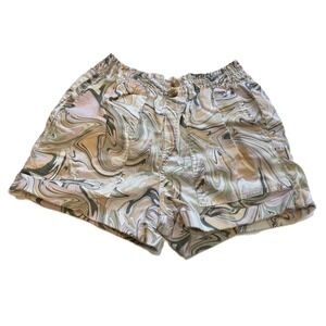 SO Goods for Life High Rise Utility Shorts Pink Pastel Swirl Elastic Waist Sz S